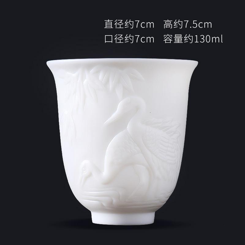 家柏饰(CORATED)德化白瓷小茶杯白鹤浮水杯家用主人杯陶瓷茶碗礼盒装190136高清大图
