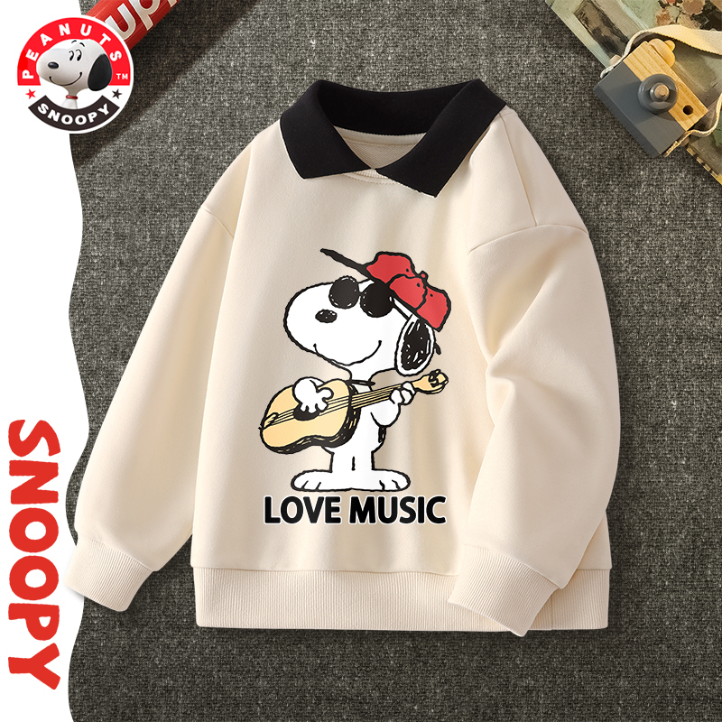 史努比(SNOOPY)童装卫衣男女中大童翻领卫衣WAD