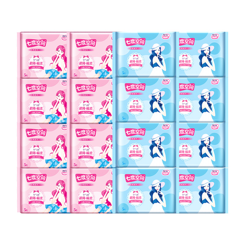 七度空间优雅系列日夜用80片组合(245mm8包275mm8包)新老包装随机