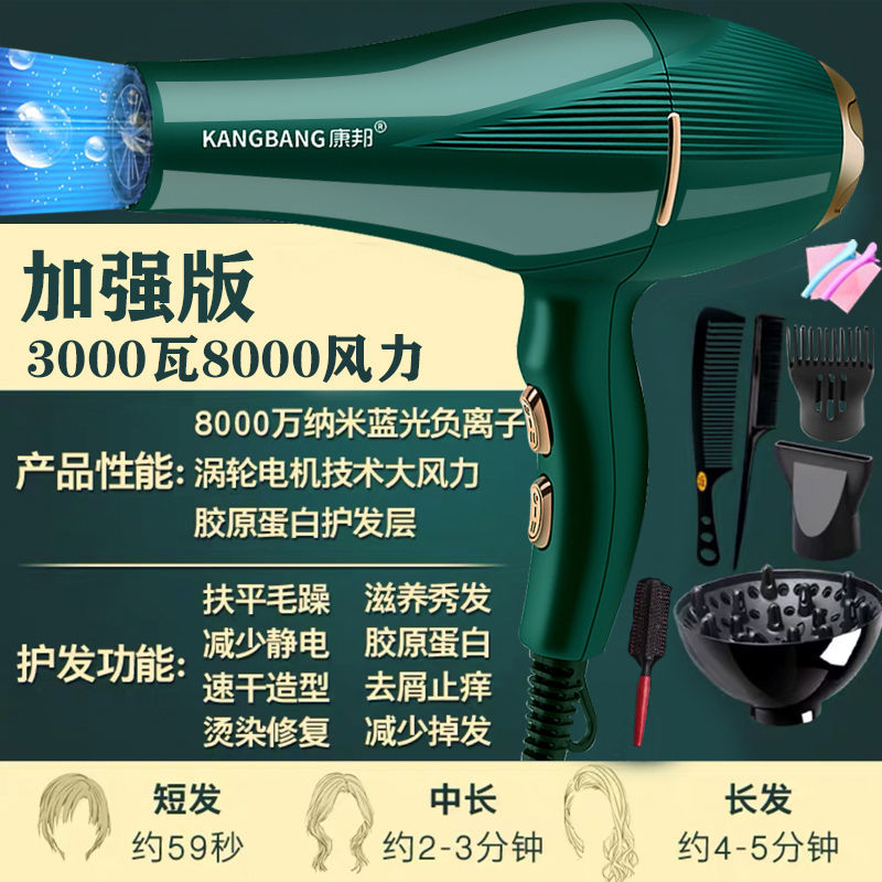 专用发廊理发店电吹风机大功率速干家用不伤发型师负离子护发风筒 [发廊大功率]橄榄绿