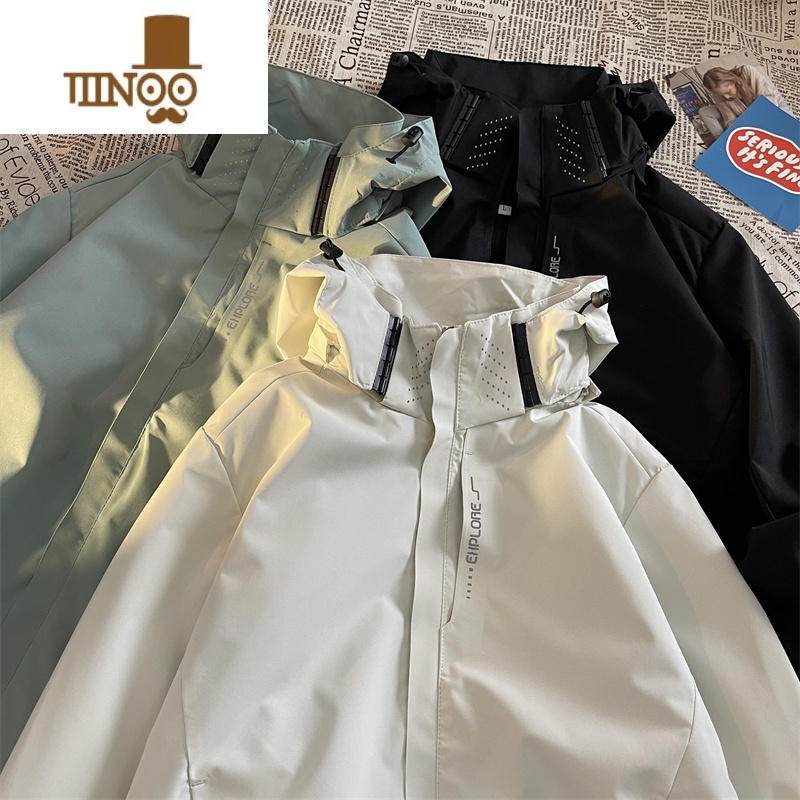 YANXU美式机能登山防晒衣男夏季超薄款黑色冲锋衣外套户外透气大码夹克高清大图