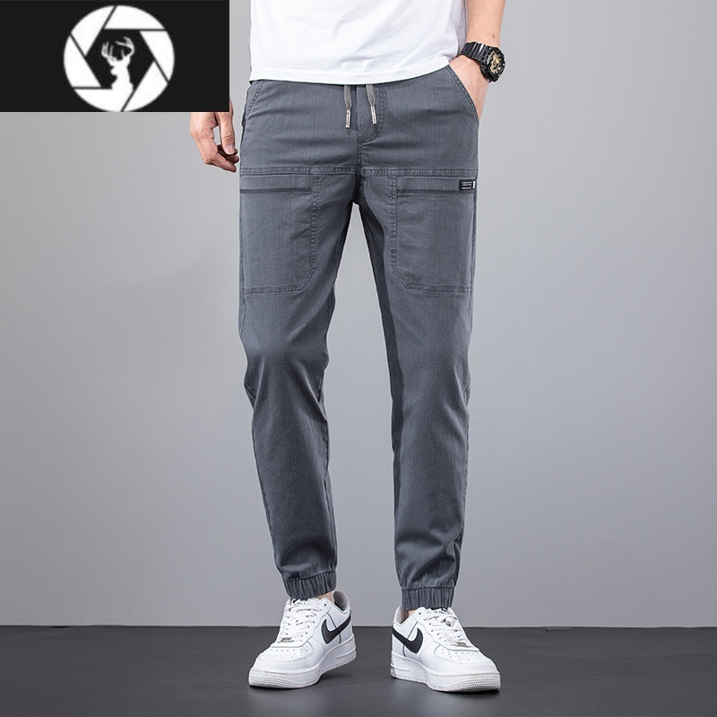 hongzun春夏新品男士六兜束脚九分裤薄款百搭弹力多口袋休闲裤男潮