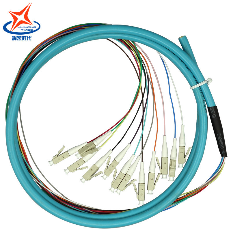 辉宏时代束状尾纤12芯lc万兆om4多模尾纤光纤跳线odf光纤熔接盘15米