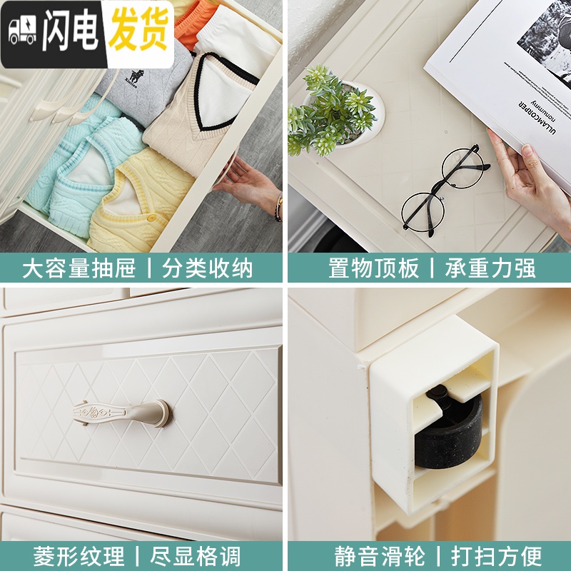 三维工匠加厚塑料抽屉式收纳柜箱子特大号儿童衣柜宝宝衣服储物柜五斗柜盒高清大图
