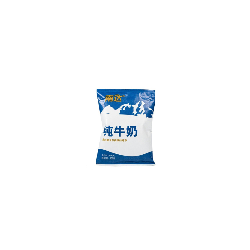 新疆全脂奶 南达纯牛奶袋装 200g*20包/箱