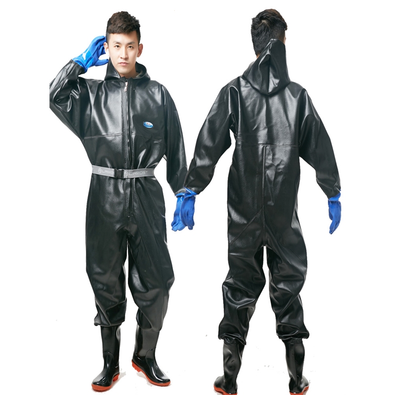 闪电客加厚连体全身下水裤捕鱼钓鱼带手套防水涉水服挖藕服皮水叉渔裤