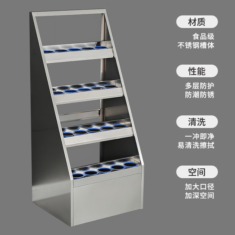 悦山水杯架201不锈钢工厂车间茶杯放置收纳架员工水杯存放柜20位水杯架YSOA12FO20-201高清大图