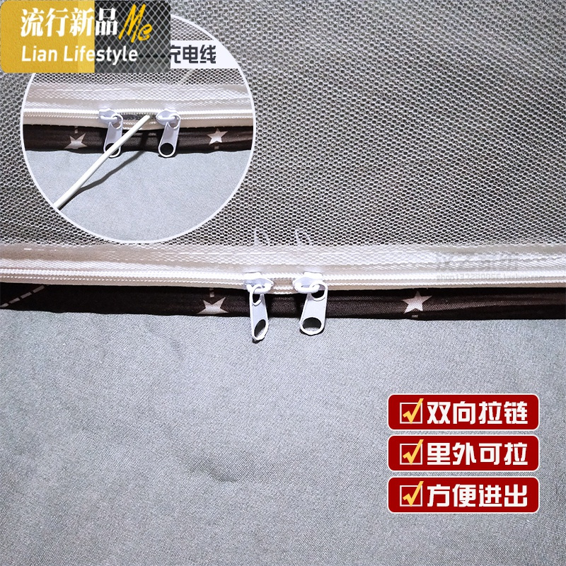 蒙古包蚊帐可折叠式加密双人1.8m床1.5防摔拉链款单人1.2帐篷纹账 三维工匠