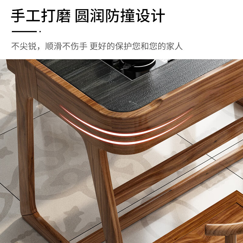 锦北阳台茶桌椅组合家用小茶台新中式茶桌简约小户型茶几1.2米中圆茶桌高清大图