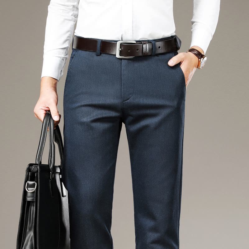 金盾(KIN DON)正品莫代尔休闲裤男裤子中年男士直筒中高腰长裤宽松秋冬季商务男裤图片