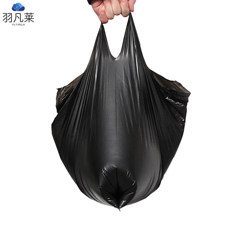 手提背心式黑色一次性加厚垃圾袋 宽40*66cm 个高清大图