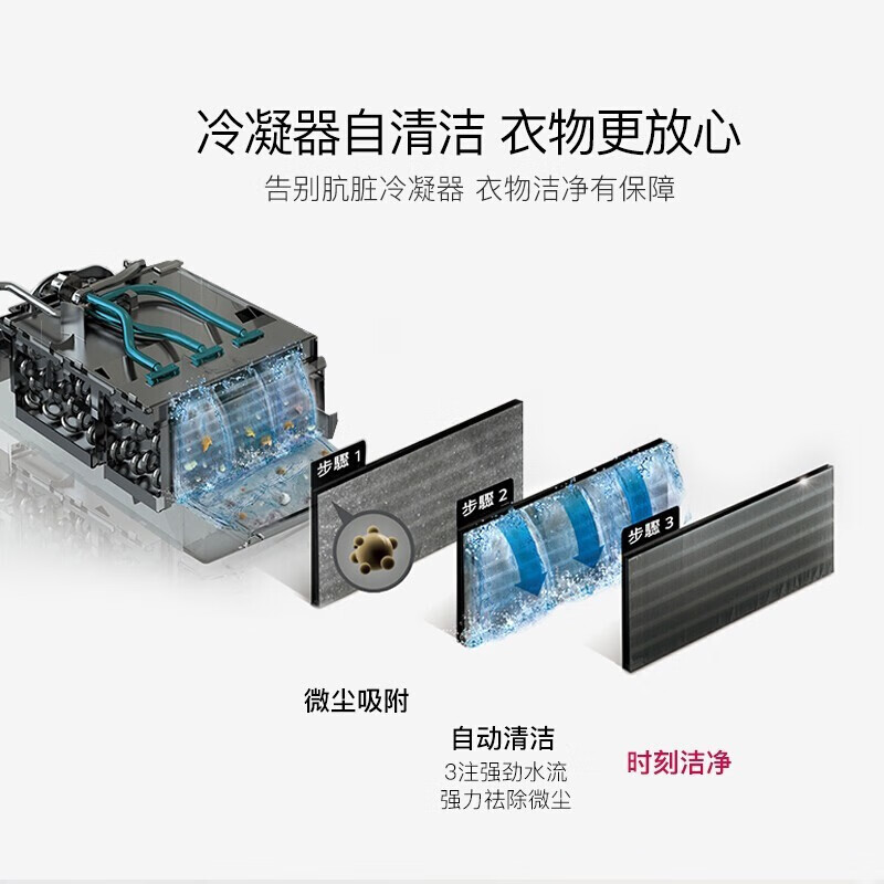 LG RC90V9AV6W 9KG热泵式滚筒烘干机 健康除菌双边开门干衣机 家用进口双变频