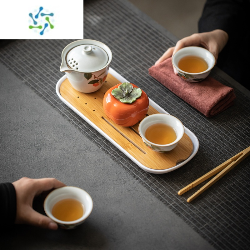 三维工匠户外便携式旅行功夫茶具套装泡茶壶茶盘简约家用柿子快客杯户外烧水壶