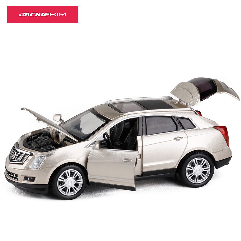 彩珀132凯迪拉克srx越野车合金车模声光回力儿童汽车模型玩具车红色