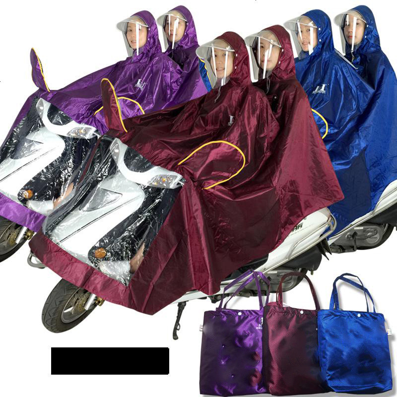 反光电瓶车可拆卸透明帽檐加长电动车水衣加大时尚女装母子加厚摩托车