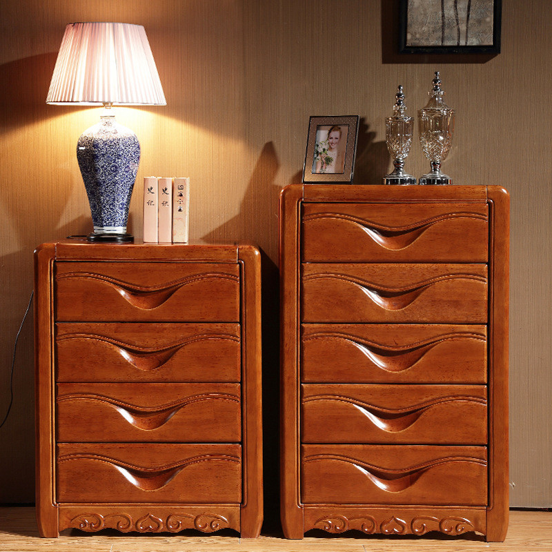 天惠子现代中式柚木色木质斗柜斗橱卧室抽屉柜储物收纳储藏柜三四五六