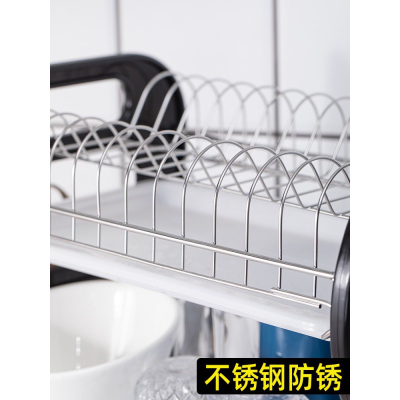厨房用品家用置物架碗架不锈钢刀架碗筷沥水架餐具晾放碗碟收纳架收纳层架 三维工匠高清大图