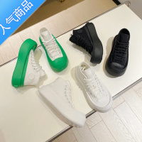SUNTEK2023款夏季男女同款BOV米奇小白鞋大头高帮帆布鞋百搭厚底丑萌鞋