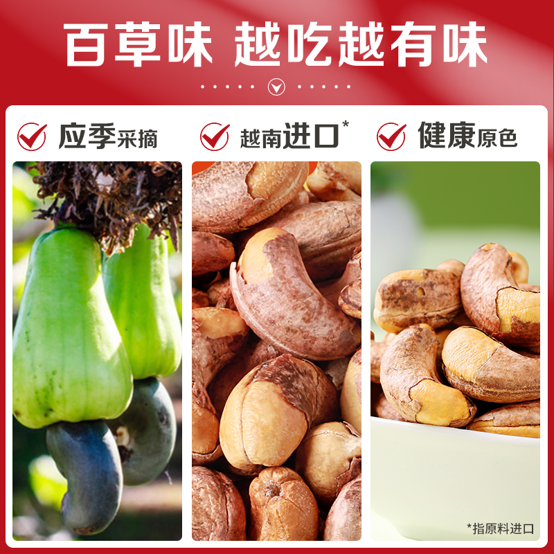 百草味-紫皮腰果500g 盐焗原味带皮坚果新货干果罐装高清大图