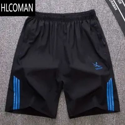 HLCOMAN男士短裤夏季休闲大码黑色拉链弹力运动五分裤男户外沙滩裤大裤衩