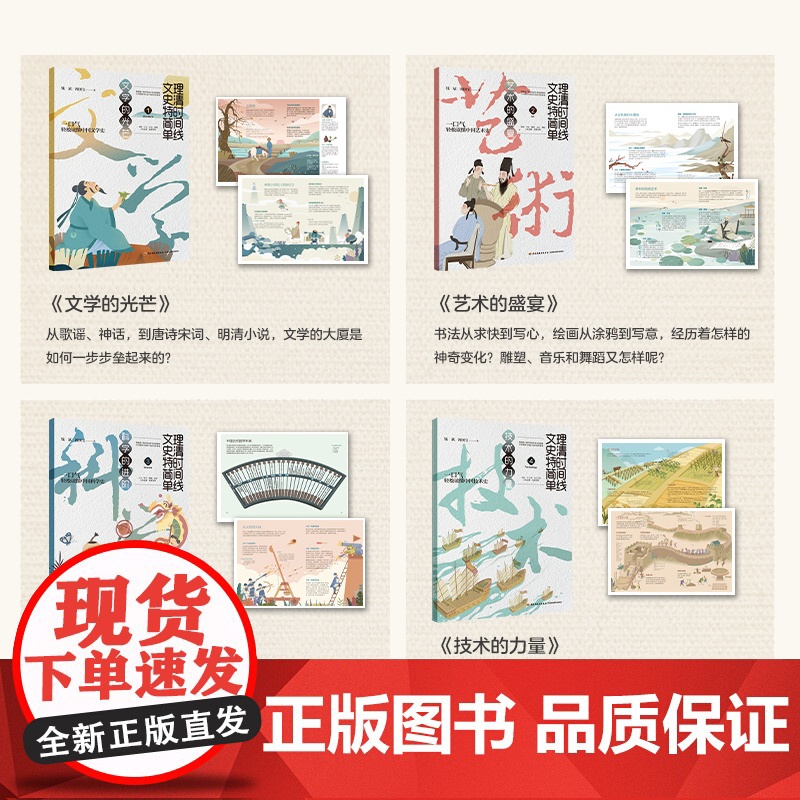 少儿-理清时间线 文史特简单全4册理清中国文化发展脉络搭建文化史学习框架读懂中国文化史文化常识文化史中国文化文学常识高清大图