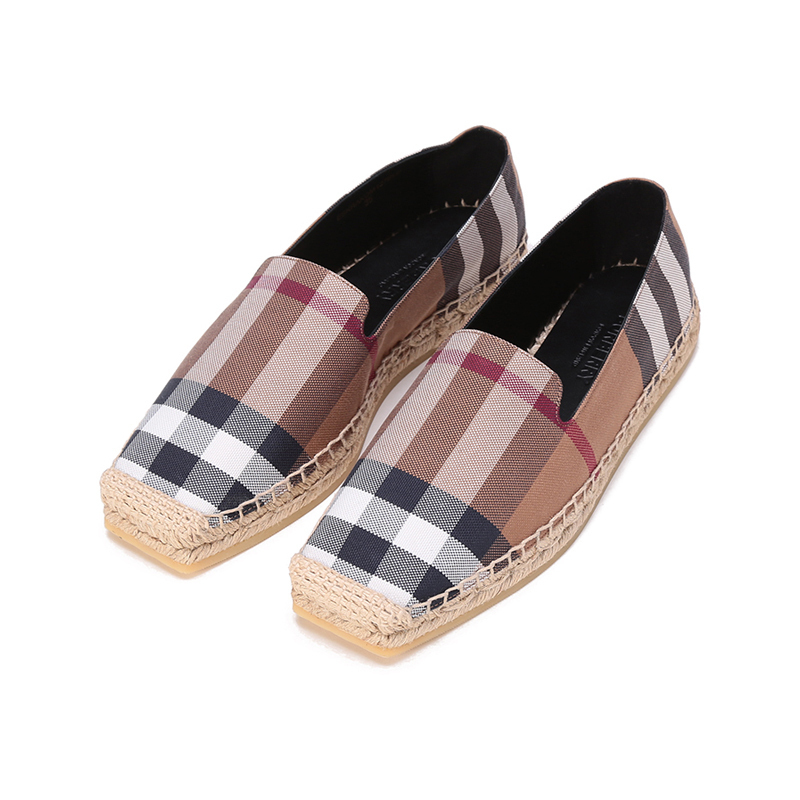 burberry博柏利女款织物平底渔夫鞋麻编鞋80504561