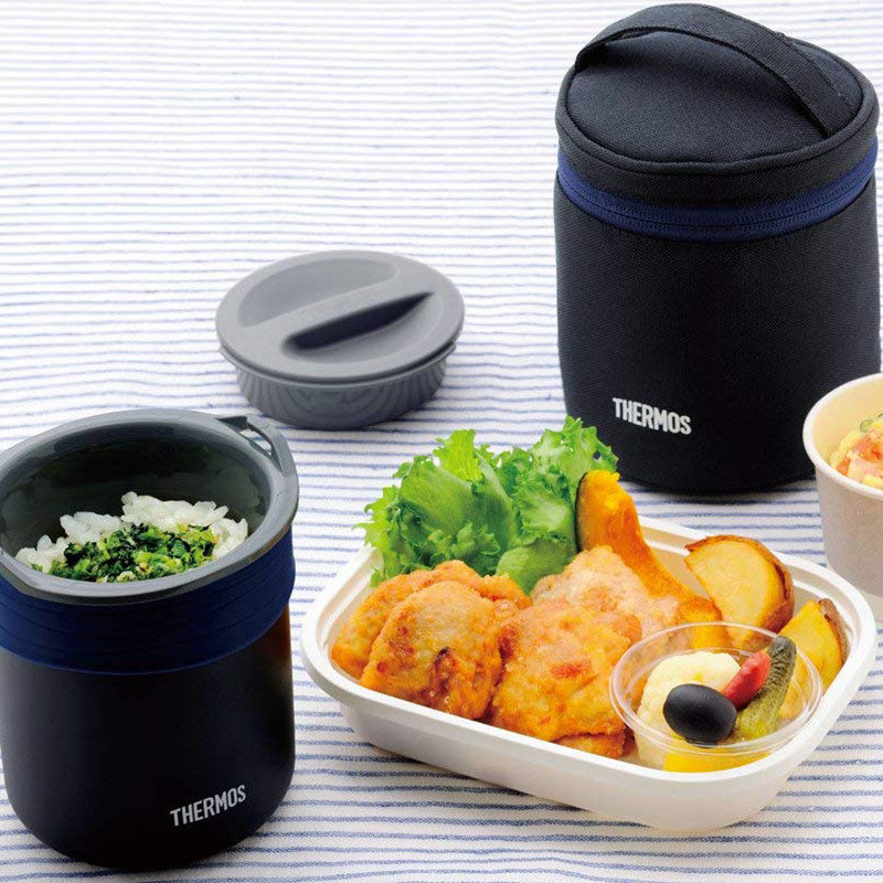 膳魔師THERMOS不锈钢真空断热保温便当盒附保温袋 JBP-360 BK 360ml 黑色