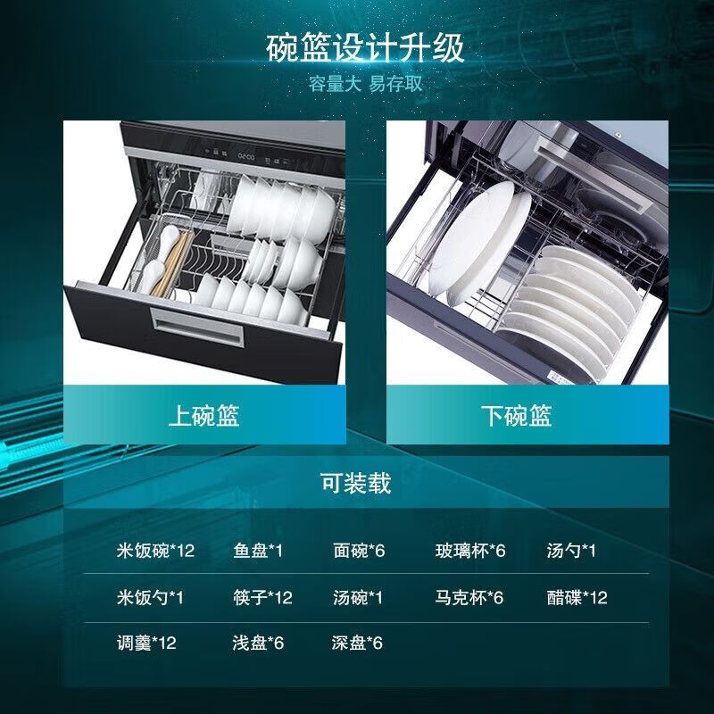 西门子 HS223601W 嵌入式消毒柜双门90升大容量 高温紫外线臭氧二星级消毒碗筷柜 餐具烘干厨房碗柜高清大图