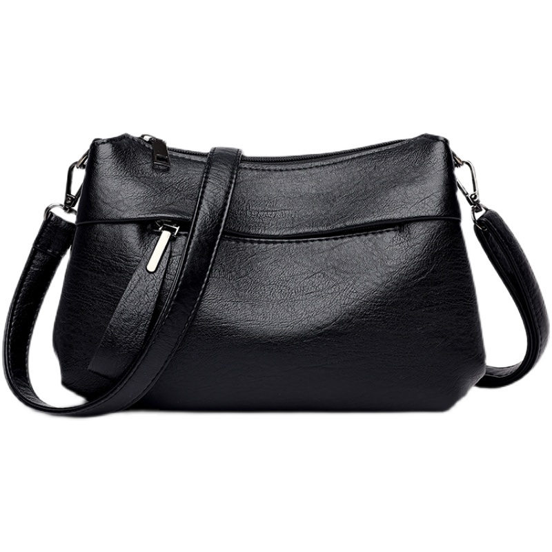 软皮包包妈妈款中年女包斜挎包女士新款大气夏季中老年人奶奶小包黑色
