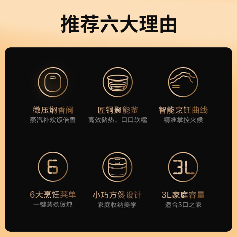美的(Midea)电饭煲家用电饭锅智能预约多功能煲汤煮米饭杂粮粥3L精巧容量前置大面板 [MB-RE331]