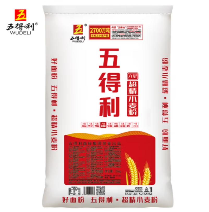 五得利六星面粉25kg*1袋