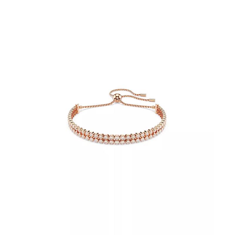 施华洛世奇(SWAROVSKI)玫瑰金镀层施华洛世奇锆石网球手链女士时尚锁扣可调节手镯高清大图