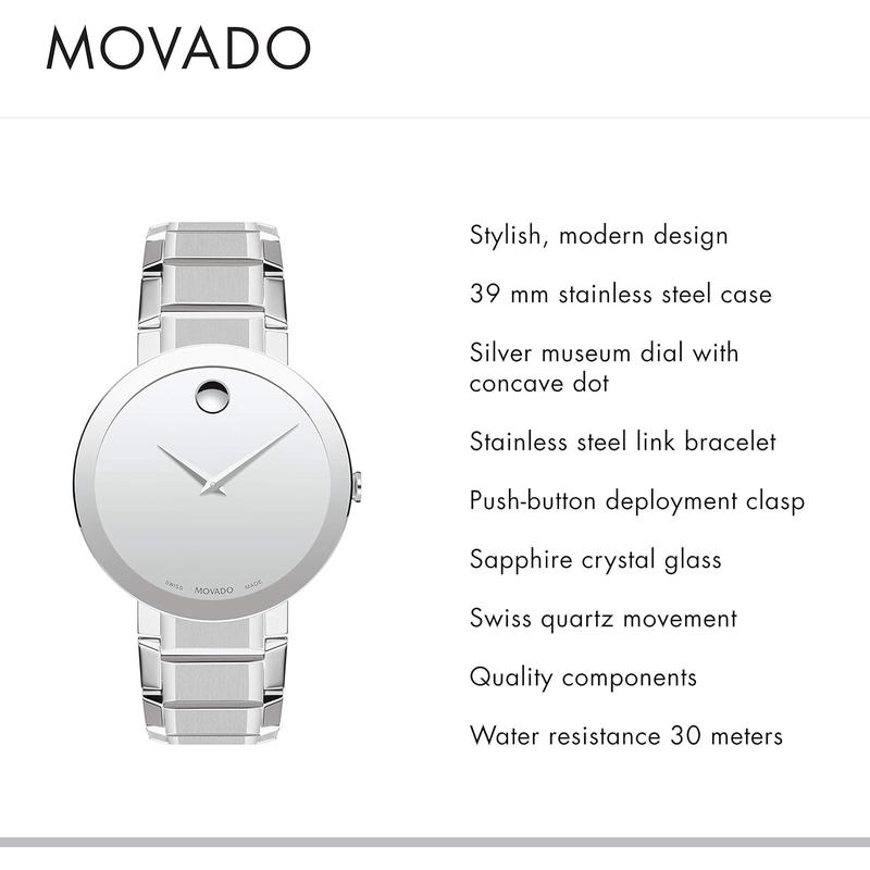 Movado/摩凡陀Swiss Quartz男士石英防水不锈钢商务简约经典腕表高清大图