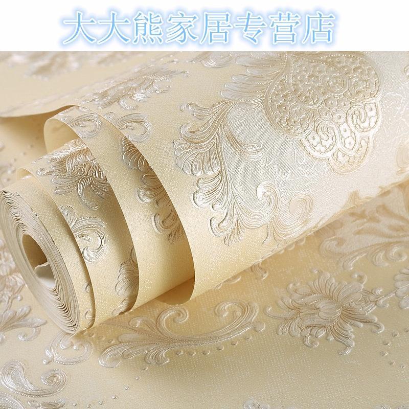 自粘欧式3D立体精压大马士革墙纸卧室客厅电视背景墙壁纸贴纸加厚