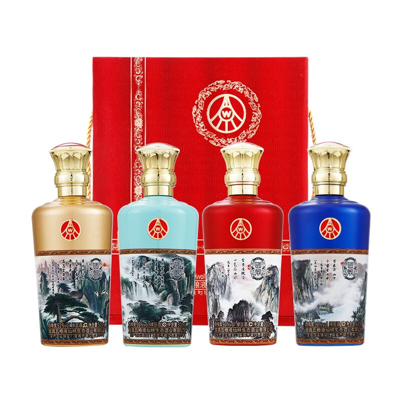 五粮液 四大名山52度配制酒500ml*4瓶礼盒装