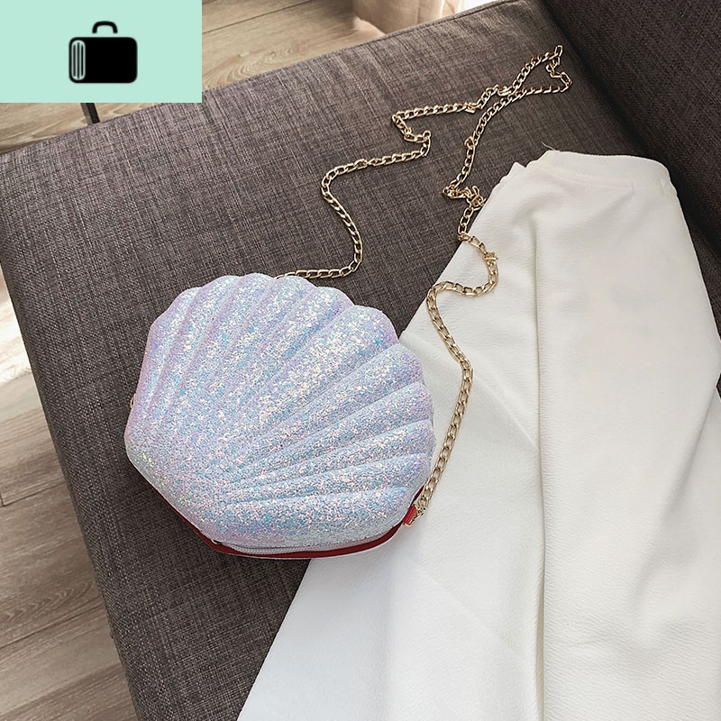 儿童包包斜挎包韩版可爱公主初中小学生时尚小女孩洋气贝壳单肩包NEWLAKE 白色