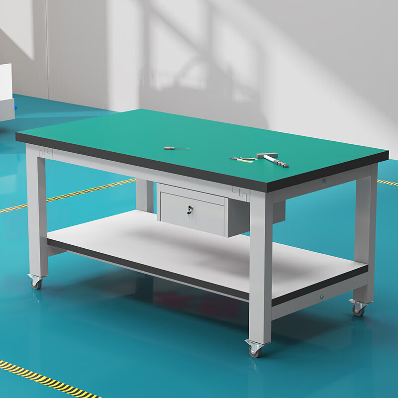 戴劲重型防静电工作台双层检验台流水线操作台工厂钳工台180*80*80高清大图