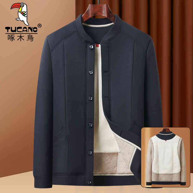 啄木鸟中老年男士棉服爸爸外套加绒加厚老人爷爷冬季轻便保暖衣外高清大图