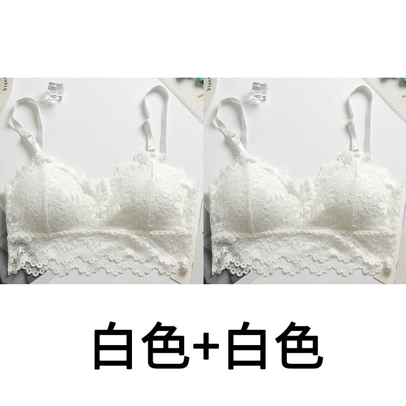 蕾丝美背性感裹胸抹胸打底防走光带胸垫带短款聚拢学生少女内衣白色+白色均码图片