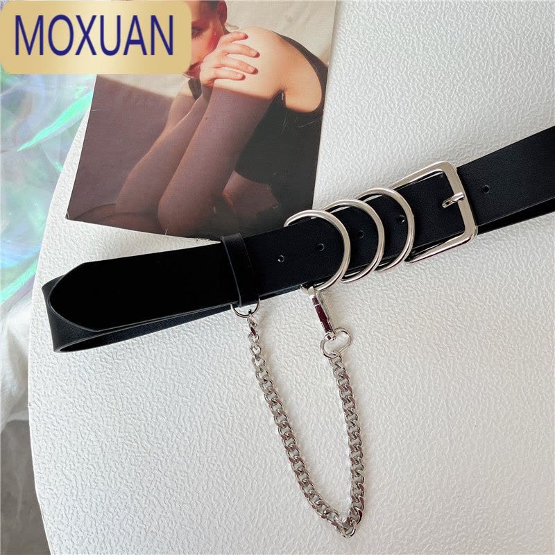 MOXUAN皮带街头ins风朋克链条装饰百搭欧美时尚牛仔裤腰带配连衣裙西装图片