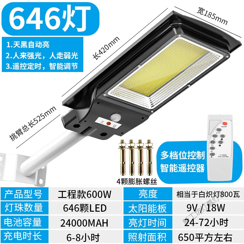 苏宁放心购 太阳能灯户外庭院灯家用新农村照明LED人体感应灯太黑自动亮路灯