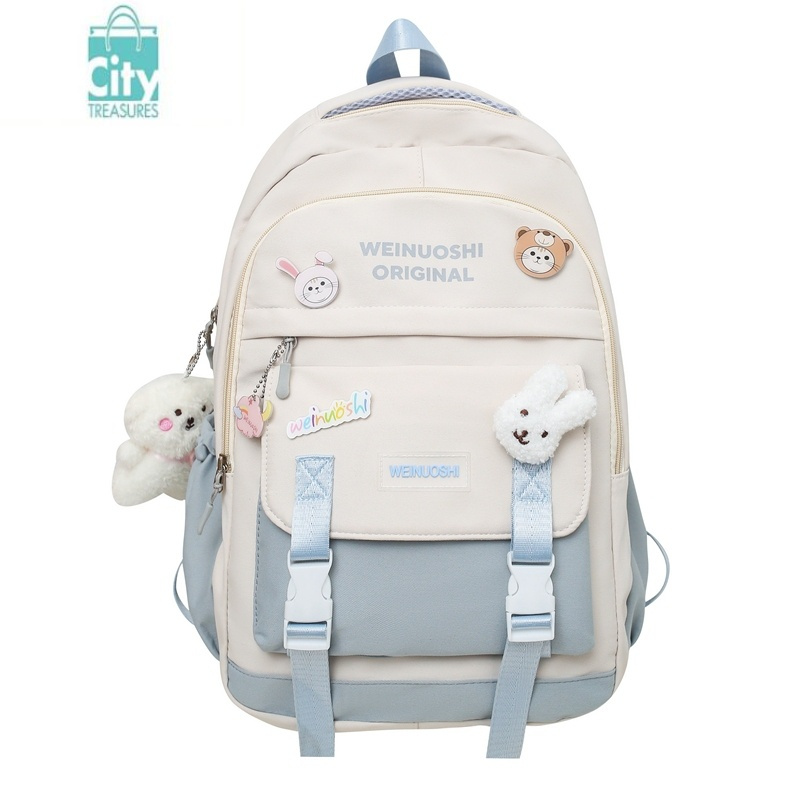 bangdou书包女韩版高中初中生大容量日系撞色双肩包旅行小学生简约