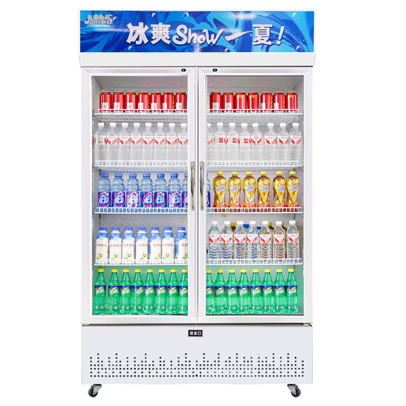 五洲伯乐(WUZHOUBOLE)LC-888 888升 商用展示柜 冷藏饮料柜 双门展示柜 侧开门 陈列保鲜柜(白色)