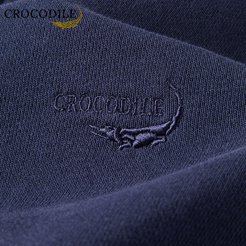 鳄鱼恤CROCODILE 半拉链衫男长袖T恤男装上衣商务休闲POLO衫男高清大图