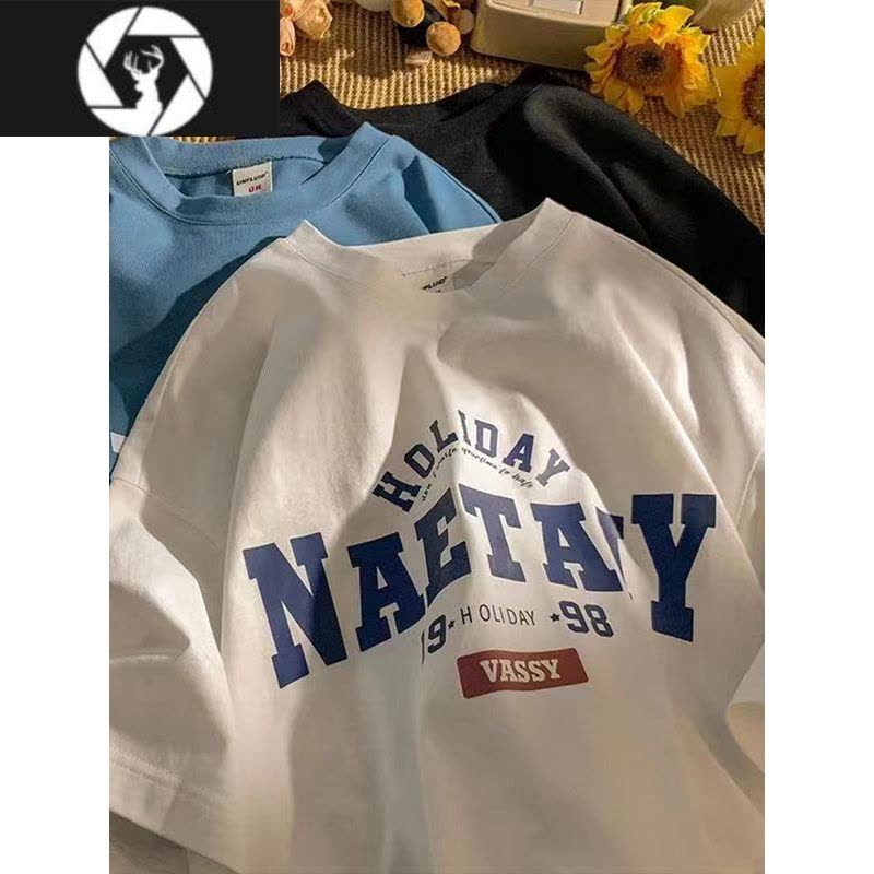 HongZun特大码300斤美式复古短袖T恤男女夏季情侣装上衣宽松正肩体恤图片