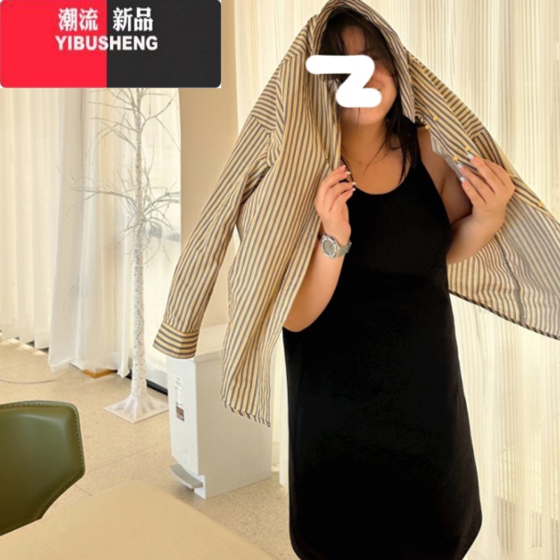 YIBUSHENG理想木子俏皮性感大码吊带裙女胖mm辣妹风藏肉膝盖长度内搭连衣裙