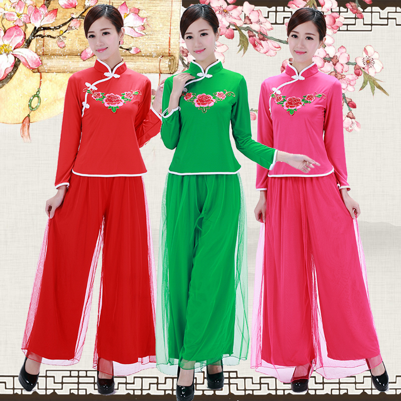 新款中国风秧歌服中老年人广场舞服装长袖舞蹈服套装女舞蹈演出服