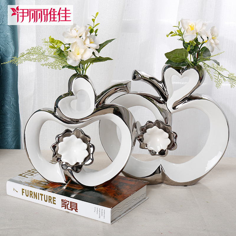 现代简约陶瓷工艺品时尚家居装饰品客厅电视柜酒柜苹果创意摆件 三维工匠 行运摆件高清大图