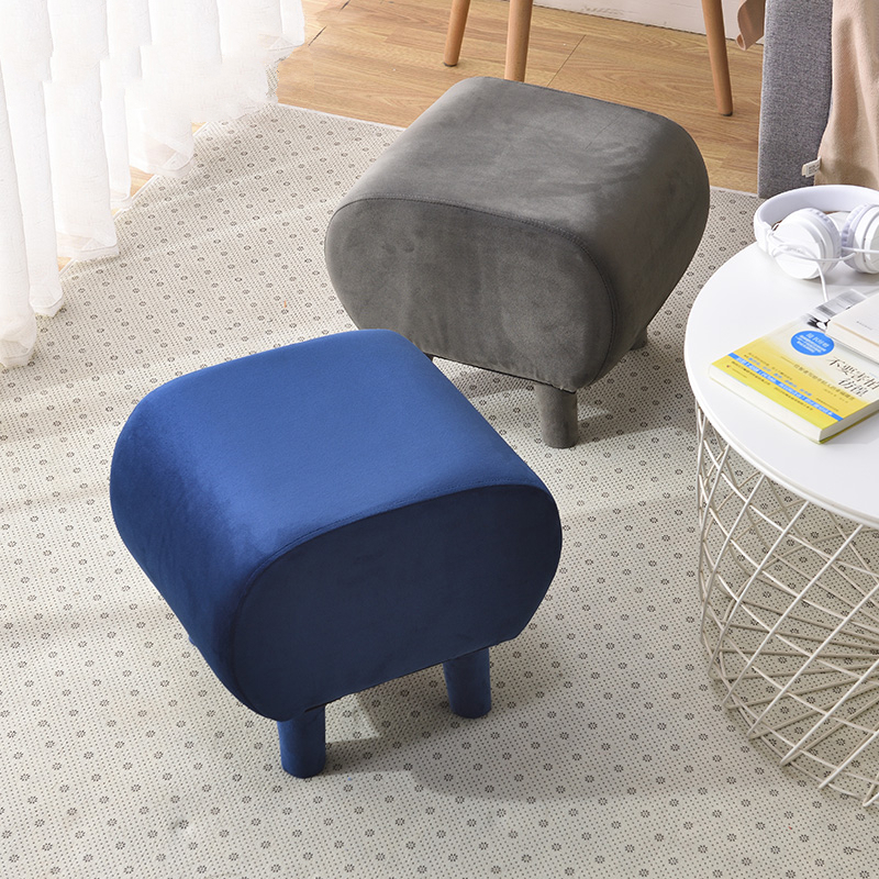 北欧网红绒布艺换鞋凳茶几凳子沙发闪电客脚凳试鞋墩子矮脚凳家用小