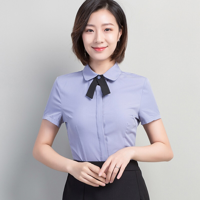 2018新款女短袖白衬衫ol职业套装女夏短裙两件套工作服女正装面试套装